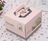 De druk van Kleurrijke Vierkante Cake Verpakkende Doos/Container met het Handvat van het Matrijzenknipsel