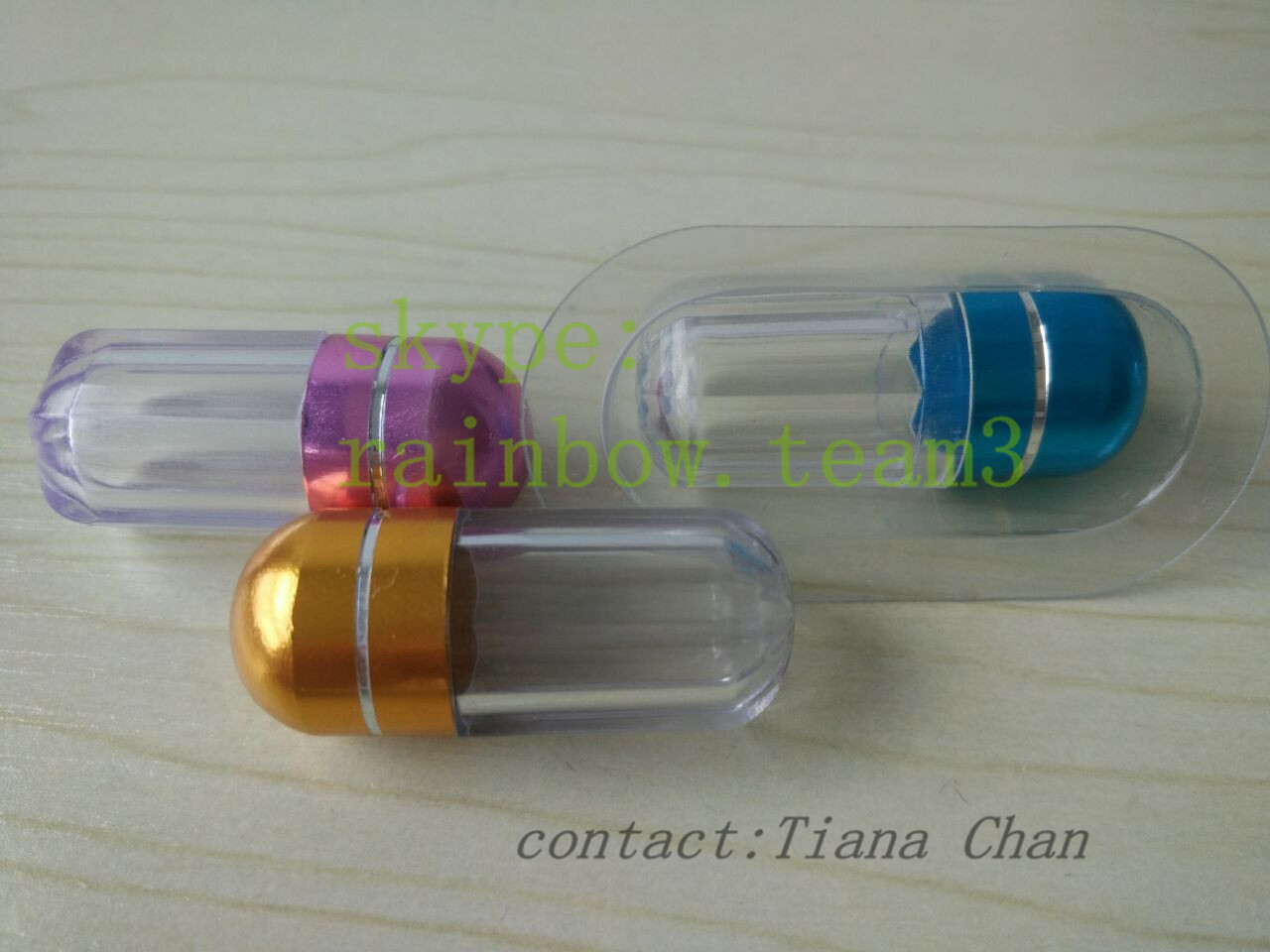 De blauwe Transparante Pillenflesjes/maken Kleine Plastic Pillencontainers met Metaal GLB waterdicht