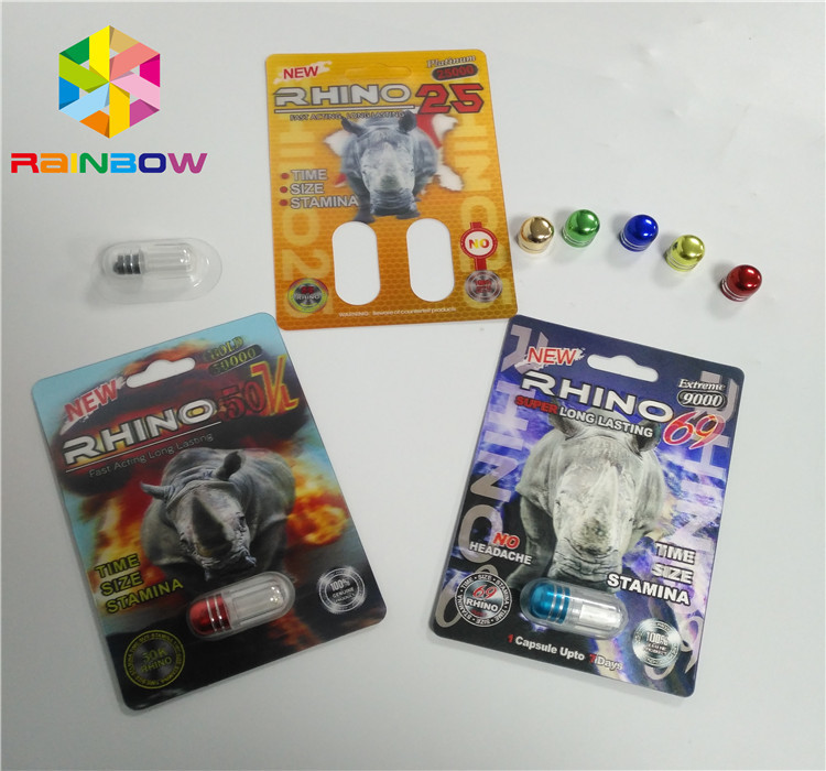 Rinoceros 69 Rinoceros 7 Mannelijke Verhogingspillen die Normale Grootte met 3D Effect verpakken