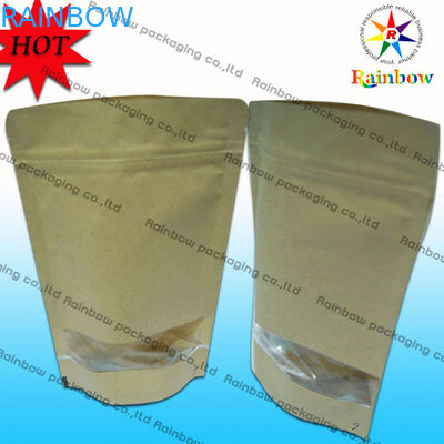 Tribune op Ritssluitings Bruine Kraftpapier Aangepaste Document Zakken met Venster voor Snack Verpakking