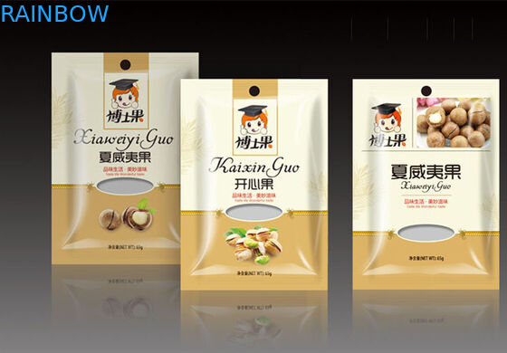 Drie Zijzakken die van de Verbindingsfolie met Ritssluitingsvenster verpakken voor Noot Verpakking