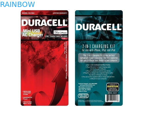 De milieuvriendelijke Rode Verpakking van de Blaarkaart voor USB-Lader Verpakking met Gedrukt Embleem