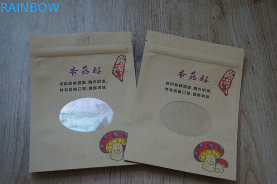 De snack Kraftpapier paste Document Zakken omhoog Bruine Gedrukte Tribune met Ritssluiting en Venster aan