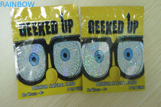 Verpakkende 4g OMHOOG Gele de Laserfilm Plastic GEEKED van de ritssluitings Kruidenwierook