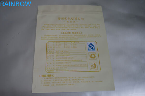 Vlakke Aluminiumfolietheezakjes die met Ritssluiting en Scheurinkeping voor Matte Chrysant verpakken