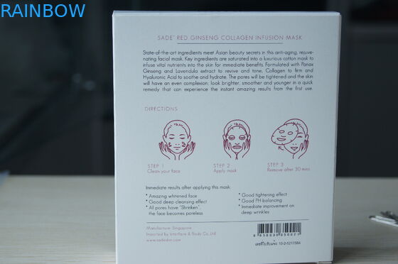 Roze Sade-Document Verpakkende Vakje Witte Kaart voor het Kosmetische Masker van het Ginsengencollageen