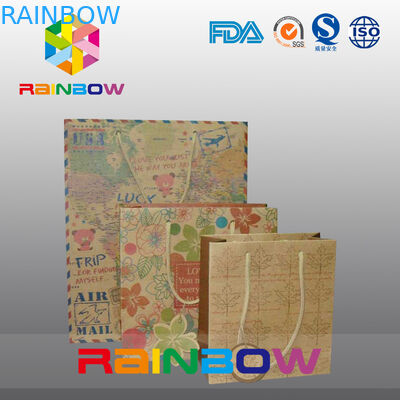 Bruine Kraftpapier-Document Zak Aangepaste Druk met Drawstring voor Gift/het Winkelen