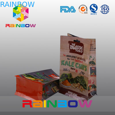 De douane drukte Vlakke Bodem Plastic Zakken, de Zak van de het Blokbodem van de Vierlingverbinding met Duidelijk Venster