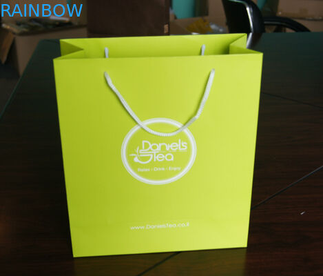 De douane ontwierp Groene Kraftpapier-Document Zakken met van de Katoenen de Verpakkende Zak Handvatthee