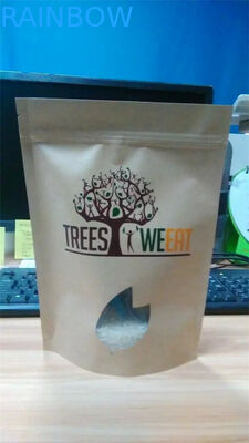 De embleem Gedrukte Zakken van de Greepverbinding/Kraftpapier-Document Zak voor Bakselmengsel met Venster en Ritssluiting