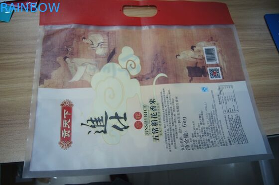 Steen Suface die OPP/NY/PE 5kg Rijst Plastic Zakken met Handvat verpakken