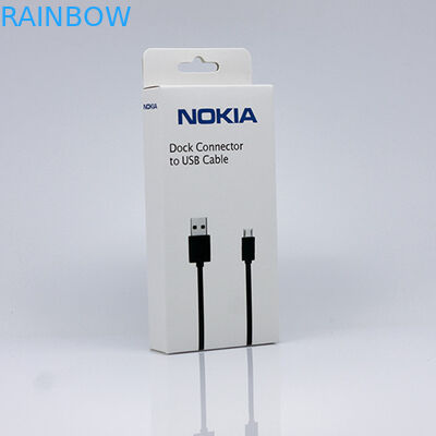 Het hangen Document Vakje Verpakking voor USB-Kabel Verpakking met Douane Gedrukt Embleem