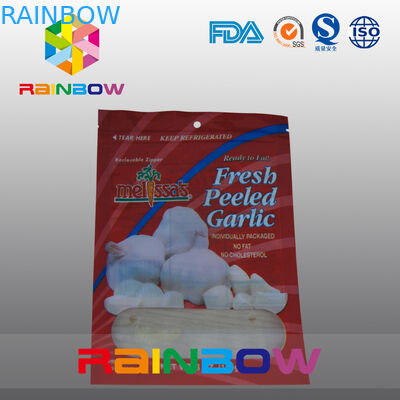 Rode en Witte Plastic het Vensterzak van Mylar met Ritssluitingsbovenkant voor Voedsel/Verse Pleeled Garllic