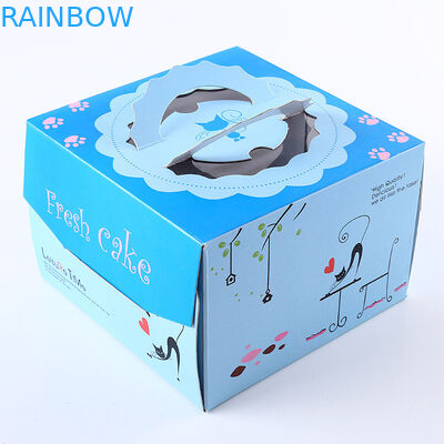 Roze Blauw Vierkant het Document van de Verjaardagscake Vakje/Aangepast Giftvakje die verpakken