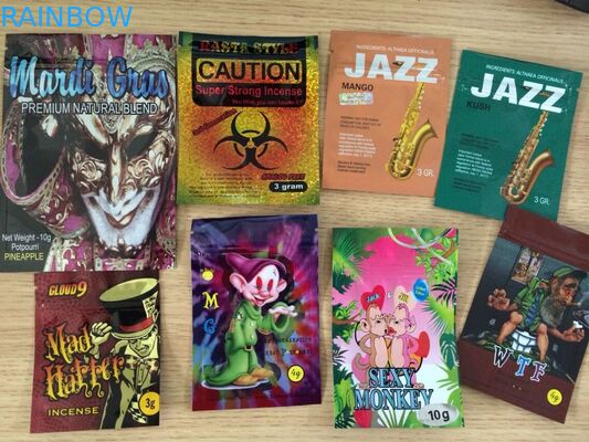 Drie Kantenhitte - de verzegelde Kruidenzakken van de Wierookaluminiumfolie met Ritssluiting