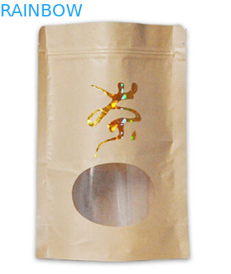 de douane drukte vlakke bodemhoogte - het document van kwaliteitskraftpapier zak voor thee/koffie verpakking met mylar ritssluitingsritssluiting en venster