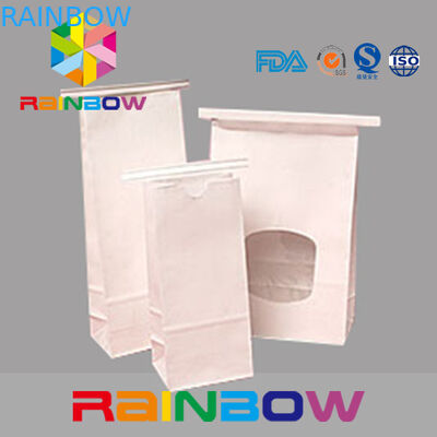 De witte Kraftpapier-Document Vlakke Zakken van het Bodemvenster met Tinband, Chia-Zaad Verpakking