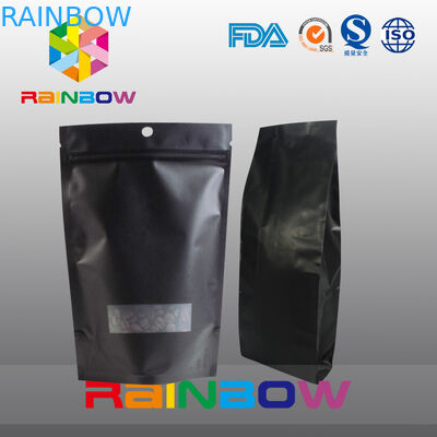 Zwarte 70g 100g 250g 500g Plastic Zakken die Tribune op KoffieKinderspel verpakken met Klep