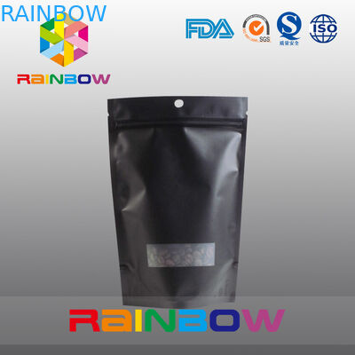 De aangepaste 2oz Aluminiumfolie voerde Zwarte Matte Tribune op Koffiezak met Klep