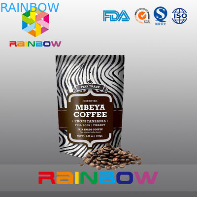 De aangepaste 2oz Aluminiumfolie voerde Zwarte Matte Tribune op Koffiezak met Klep