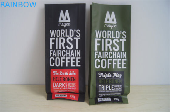 Aangepaste zij de koffiezakken van de hoekplaataluminiumfolie met klep, rode groen