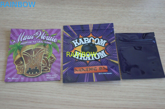 Kruidenwierookzak drie de zijzak van de verbindingsritssluiting/zak van de douane de kruidenwierook voor het sachetzak van 1g /2g /3g/4g/5g voor poeder