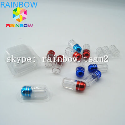 De duidelijke fles van de capsule plastic geneeskunde, de container van de geslachtspil met aluminiumfolie gouden GLB