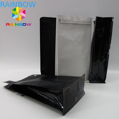 Matte Zwarte Koffiezak met Zak van de de Bodemkoffie van het Klep de In het groot Blok/vlak Bodemzak voor de Koffieboon van 12oz 250g