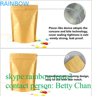 Het Document van bevorderingen Bruine Kraftpapier Zakken met Venster/Doypack-Hitte Verzegelbare Theezakjes