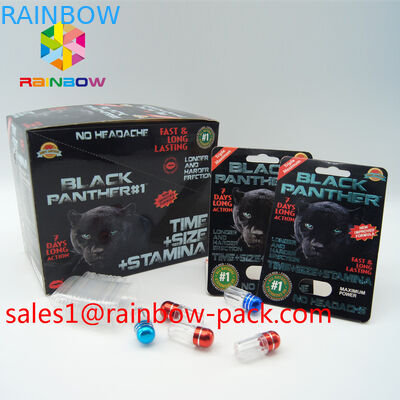 De zwarte Mamba-Pillen die van de het Geslachtsverhoging van de Vertoningsdoos Kaart 3D Effect Geslachtspil verpakken