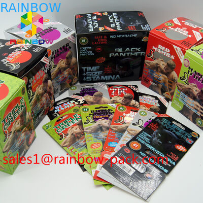 hete het effect van de kaart Zwarte mamba van de verkoop 3D druk 3D verpakkende de kaart 3D kaart /3D die van de geslachtspil de blaardocument van de kaartrinoceros ca drukken