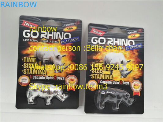 Rhino King USA Sex Pills Verpakking / Go Rhino Pill Case / Rhino 7 Plastic 3D Card