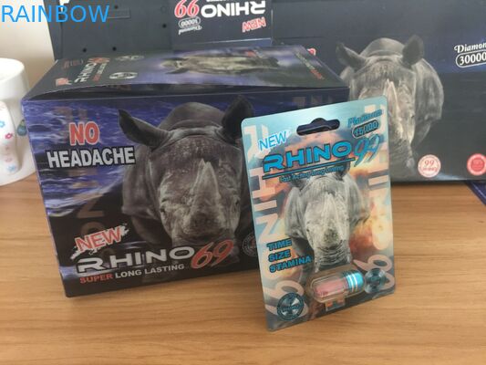 Hete Mannelijke de Verhogingspillen die van de verkooprinoceros Kaart en Vertoningsdoos met 3D effect verpakken