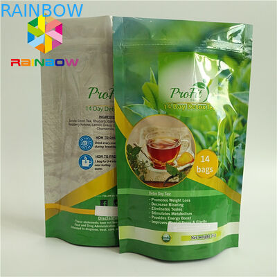 De aangepaste Aluminiumfolietribune op Theezakjes die om Glanzende Bodem verpakken eindigt