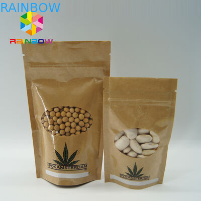 Het Document van Kraftpapier van de Costomizedgrootte Zakken Ovaal Venster voor Voedsel/Droge Vlees/Overzeese Producten