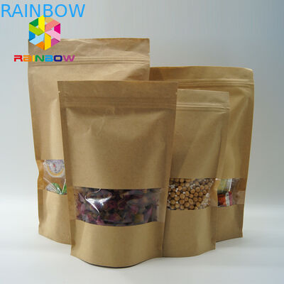 Het Document van Kraftpapier van de Costomizedgrootte Zakken Ovaal Venster voor Voedsel/Droge Vlees/Overzeese Producten