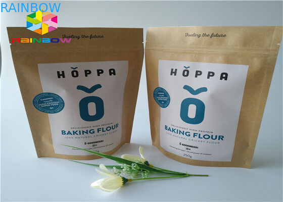 Aangepaste gedrukte kraftpapier-document ritssluitingstribune op schokkerige de snack plastic verpakkende zak van het zakrundvlees met duidelijk venster