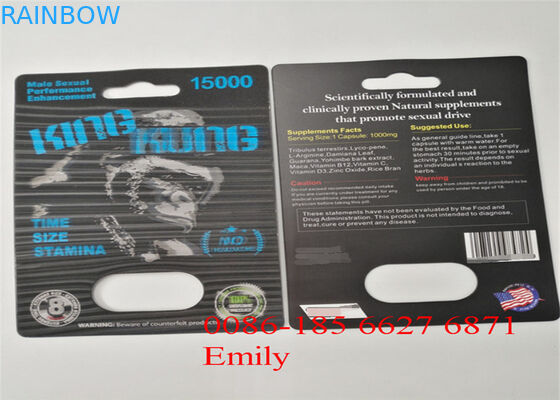 Met een laag bedekt Document Blaarkaart die Glanzende Laminering voor Seksuele Verhogingspillen verpakken