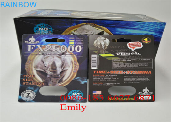 Met een laag bedekt Document Blaarkaart die Glanzende Laminering voor Seksuele Verhogingspillen verpakken