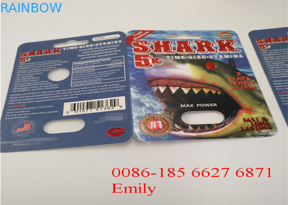 Het aangepaste Materiaal van het de Kaart Verpakkende HUISDIER van de Embleemblaar voor Mannelijke Verhogingspillen