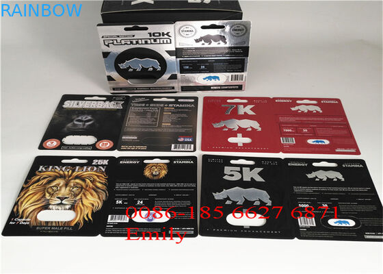 Het aangepaste Materiaal van het de Kaart Verpakkende HUISDIER van de Embleemblaar voor Mannelijke Verhogingspillen