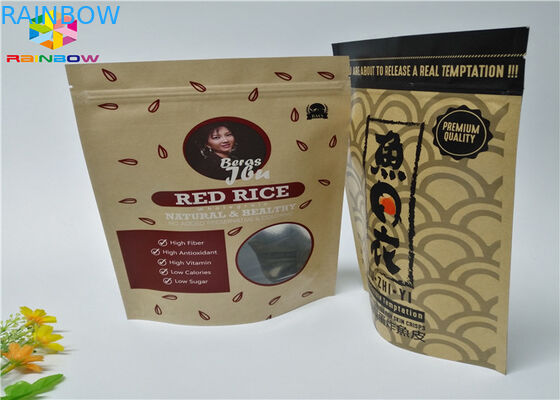 De ritssluitingsdouane drukte Document de Tribune van het Zakkenvoedsel op Document van Zak het Bruine Kraftpapier met Venster