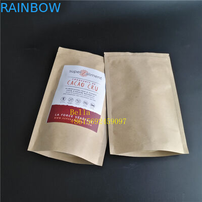 Bladembleem Gedrukte Theezakjes die Bruine Kraftpapier-Document Ritssluitingszak met Duidelijk Venster verpakken