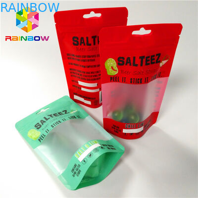 De douane drukte de Rang Verpakkende Zakken van het Plastic Zakkenvoedsel met Duidelijke Rechthoekige Venster en Ritssluiting voor Opnieuw te gebruiken Opslag