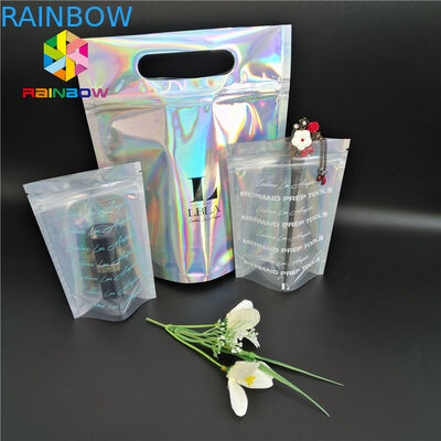 De plastic de Ritssluiting van Hologrammylar Kosmetische Kleur van de Verpakkingszak CMYK met Duidelijk Venster