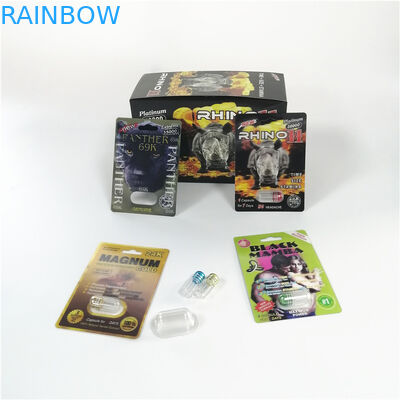 Rinoceros 69 3D Blaarkaart die de Mannelijke Dozen van de het Tussenvoegsel 3d Kaart van de Verhogingscapsule Plastic verpakt