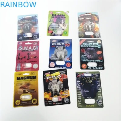 Rinoceros 69 3D Blaarkaart die de Mannelijke Dozen van de het Tussenvoegsel 3d Kaart van de Verhogingscapsule Plastic verpakt