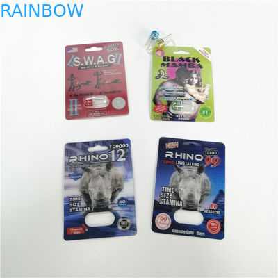 Embleem Aangepaste van de de Blaar Verpakkende Rinoceros van Geslachtspillen van de de Panter Mannelijke Verhoging Zwarte de Capsulepakketten