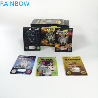 Embleem Aangepaste van de de Blaar Verpakkende Rinoceros van Geslachtspillen van de de Panter Mannelijke Verhoging Zwarte de Capsulepakketten