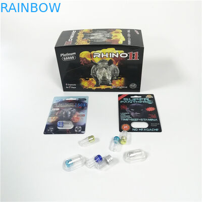 Embleem Aangepaste van de de Blaar Verpakkende Rinoceros van Geslachtspillen van de de Panter Mannelijke Verhoging Zwarte de Capsulepakketten